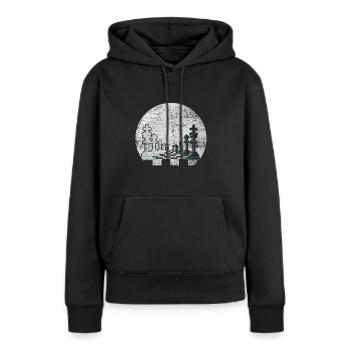 Schach Mond Geschenk Schachbrett Schachmatt Taktik - Frauen Premium Bio Hoodie - Schwarz - Vorne - Julia (174cm)