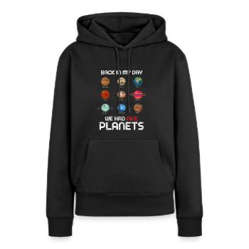 Pluton - Sweat à capuche Premium bio Femme - noir - Devant - Julia (174cm)