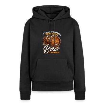 bière - Sweat à capuche Premium bio Femme - noir - Devant - Julia (174cm)
