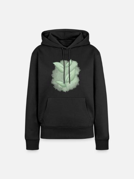 sommerlich frisch, grüne Blätter - Frauen Premium Bio Hoodie - Schwarz