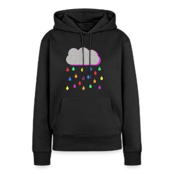 Regenbogen Bunte Regentropfen aus Wolke - Frauen Premium Bio Hoodie - Schwarz - Vorne - Julia (174cm)