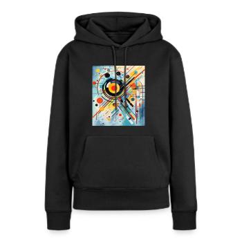 STREET ART ABSTRACTION - Sweat à capuche Premium bio Femme - noir - Devant - Julia (174cm)
