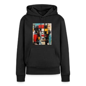 STREET ART ABSTRACTION - Sweat à capuche Premium bio Femme - noir - Devant - Julia (174cm)