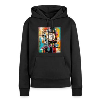 STREET ART IMAGINATION - Sweat à capuche Premium bio Femme - noir - Devant - Julia (174cm)