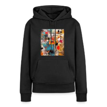 STREET ART IMAGINATION - Sweat à capuche Premium bio Femme - noir - Devant - Julia (174cm)