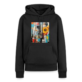 STREET ART IMAGINATION - Sweat à capuche Premium bio Femme - noir - Devant - Julia (174cm)
