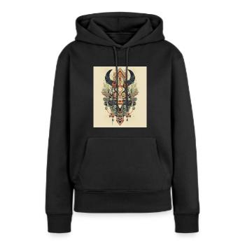 LE BUFFLE - Sweat à capuche Premium bio Femme - noir - Devant - Julia (174cm)