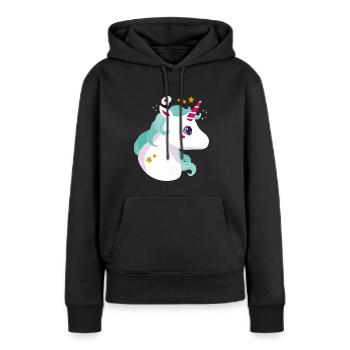 Licorne - Licorne - Licorne - Sweat à capuche Premium bio Femme - noir - Devant - Julia (174cm)