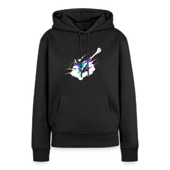 Renard cosmique - Sweat à capuche Premium bio Femme - noir - Devant - Julia (174cm)