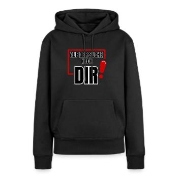 À votre recherche - Sweat à capuche Premium bio Femme - noir - Devant - Julia (174cm)