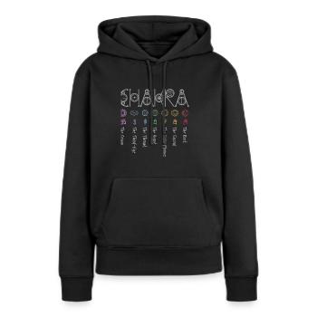 Chakra Yoga - Sweat à capuche Premium bio Femme - noir - Devant - Julia (174cm)