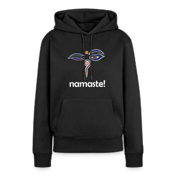 namasté - Sweat à capuche Premium bio Femme - noir - Devant - Julia (174cm)