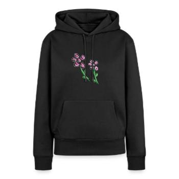 fleurs fleur - Sweat à capuche Premium bio Femme - noir - Devant - Julia (174cm)