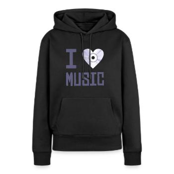I LOVE MUSIC CD - Frauen Premium Bio Hoodie - Schwarz - Vorne - Julia (174cm)