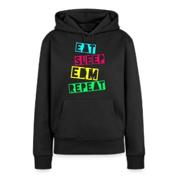 EAT SLEEP EDM REPEAT - Frauen Premium Bio Hoodie - Schwarz - Vorne - Julia (174cm)