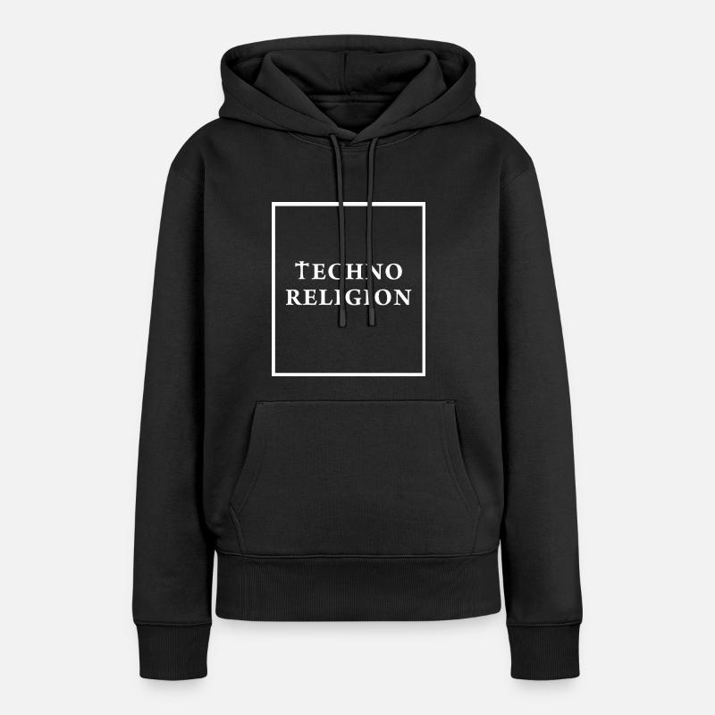TECHNO RELIGION BLANCHE - Sweat à capuche Premium bio Femme - noir
