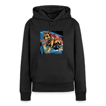 Action Hund - Frauen Premium Bio Hoodie - Schwarz - Vorne - Julia (174cm)