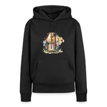 cobayes portant une veste watercolor - Sweat à capuche Premium bio Femme - noir - Devant - Julia (174cm)