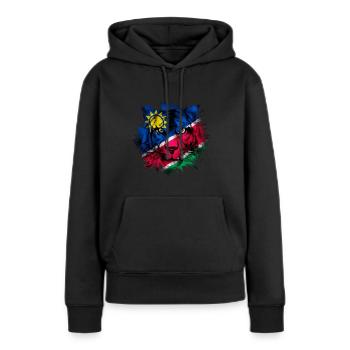 Namibie - Sweat à capuche Premium bio Femme - noir - Devant - Julia (174cm)