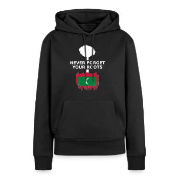 Malediven Wurzeln Spruch - Frauen Premium Bio Hoodie - Schwarz - Vorne - Julia (174cm)