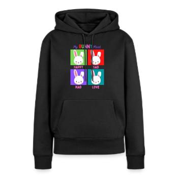 Mon humeur de lapin - Sweat à capuche Premium bio Femme - noir - Devant - Julia (174cm)