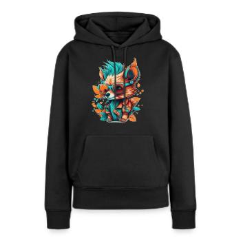 Ein Fuchs mit Brille, der seinen Urlaub genießt - Frauen Premium Bio Hoodie - Schwarz - Vorne - Julia (174cm)