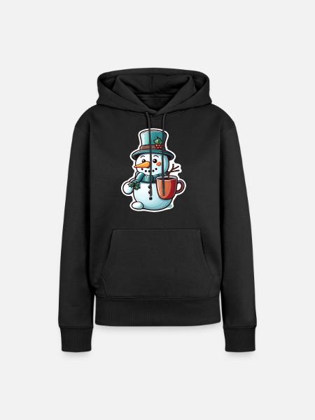 Schneemann - Frauen Premium Bio Hoodie - Schwarz