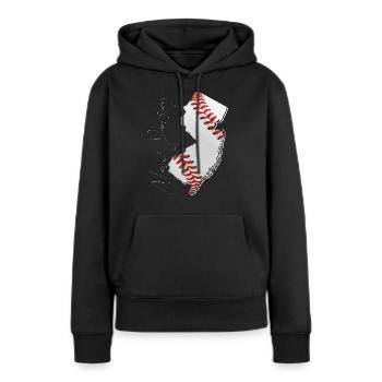 New Jersey (États-Unis) | Vrai baseball | Carte Sct - Sweat à capuche Premium bio Femme - noir - Devant - Julia (174cm)