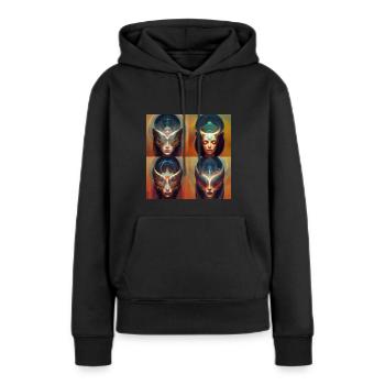 Alien woman collage motive - Frauen Premium Bio Hoodie - Schwarz - Vorne - Julia (174cm)