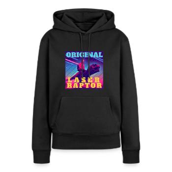 Laser Raptor - Frauen Premium Bio Hoodie - Schwarz - Vorne - Julia (174cm)