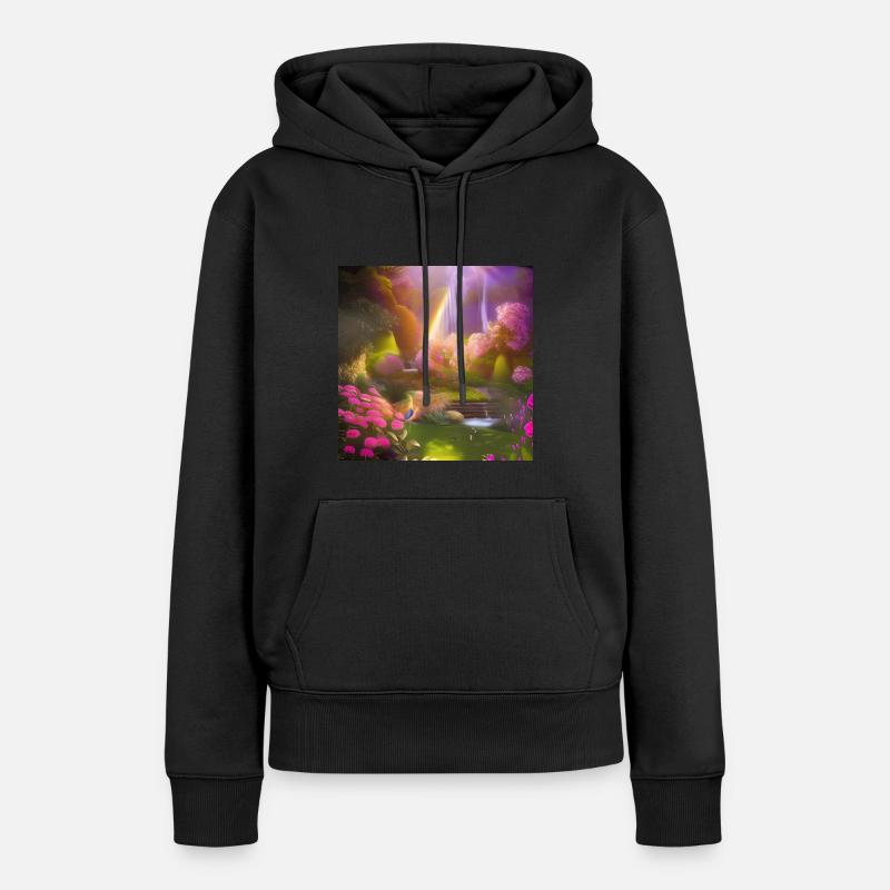 Utopia Garden Waterfall - Frauen Premium Bio Hoodie - Schwarz