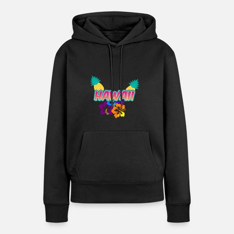 Fleurs d’ananas d’Hawaï - Sweat à capuche Premium bio Femme - noir
