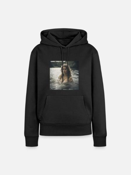 Frau im Wasser - Frauen Premium Bio Hoodie - Schwarz