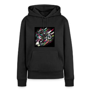 NeoStreak Motocross - Frauen Premium Bio Hoodie - Schwarz - Vorne - Julia (174cm)