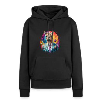 Alpaga en costume - Sweat à capuche Premium bio Femme - noir - Devant - Julia (174cm)