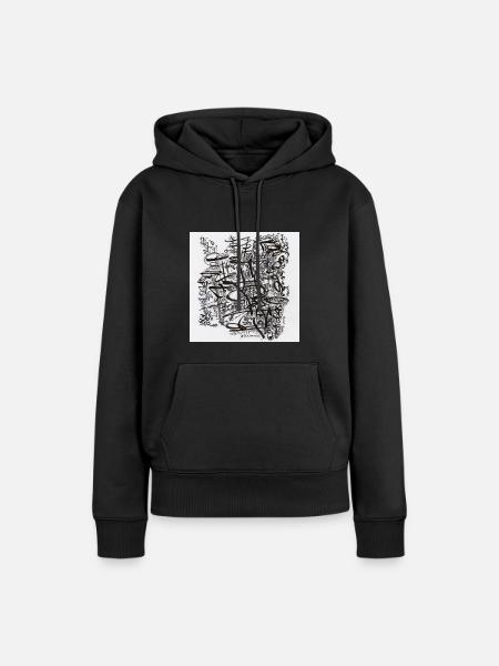 240128 - Frauen Premium Bio Hoodie - Schwarz