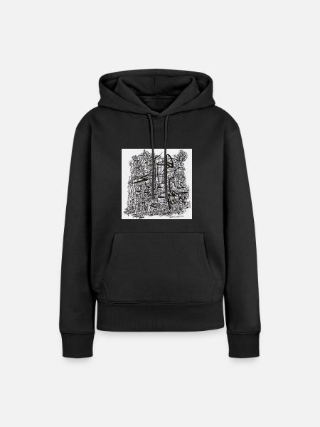 240124 - Frauen Premium Bio Hoodie - Schwarz