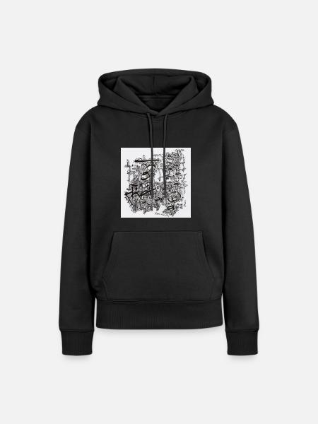 240204 - Frauen Premium Bio Hoodie - Schwarz