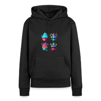LECKERE CUPCAKES - Frauen Premium Bio Hoodie - Schwarz - Vorne - Julia (174cm)