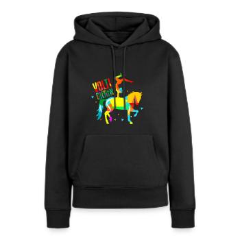 Voltige cheval - Sweat à capuche Premium bio Femme - noir - Devant - Julia (174cm)