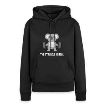 Soulevé de terre - Sweat à capuche Premium bio Femme - noir - Devant - Julia (174cm)