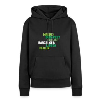 VILLES EUROPEENNES - Sweat à capuche Premium bio Femme - noir - Devant - Julia (174cm)