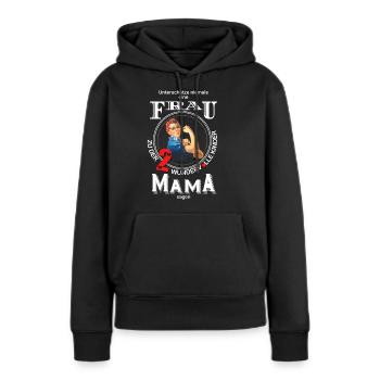 Mama - Frauen Premium Bio Hoodie - Schwarz - Vorne - Julia (174cm)
