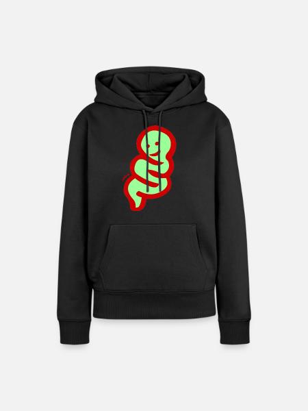 be happy - Frauen Premium Bio Hoodie - Schwarz