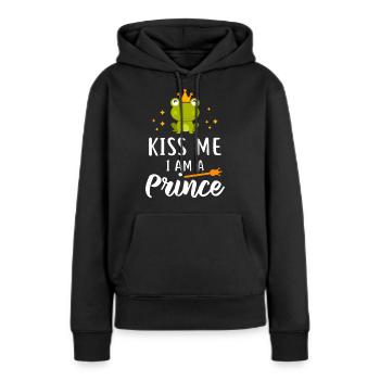 Kiss Me I Am A Prince - Frauen Premium Bio Hoodie - Schwarz - Vorne - Julia (174cm)