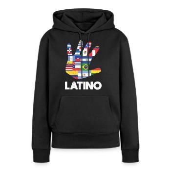 Latino Amérique latine Drapeaux Blanc - Sweat à capuche Premium bio Femme - noir - Devant - Julia (174cm)