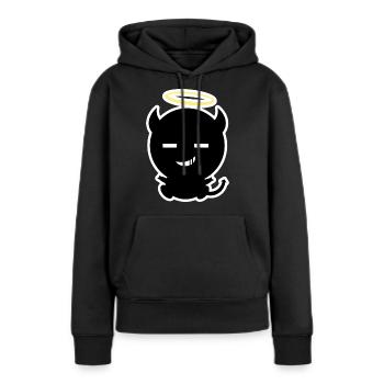 Petit bébé ange diable - Sweat à capuche Premium bio Femme - noir - Devant - Julia (174cm)
