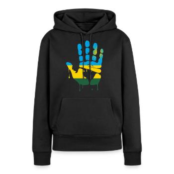 Gib mir Fünf Ruanda - Frauen Premium Bio Hoodie - Schwarz - Vorne - Julia (174cm)