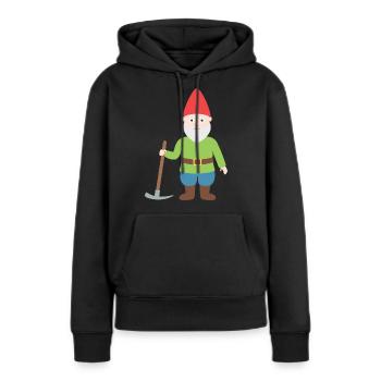 Nain gnome - Sweat à capuche Premium bio Femme - noir - Devant - Julia (174cm)