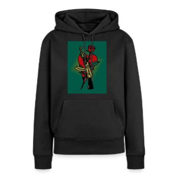 AK - 47 - Sweat à capuche Premium bio Femme - noir - Devant - Julia (174cm)